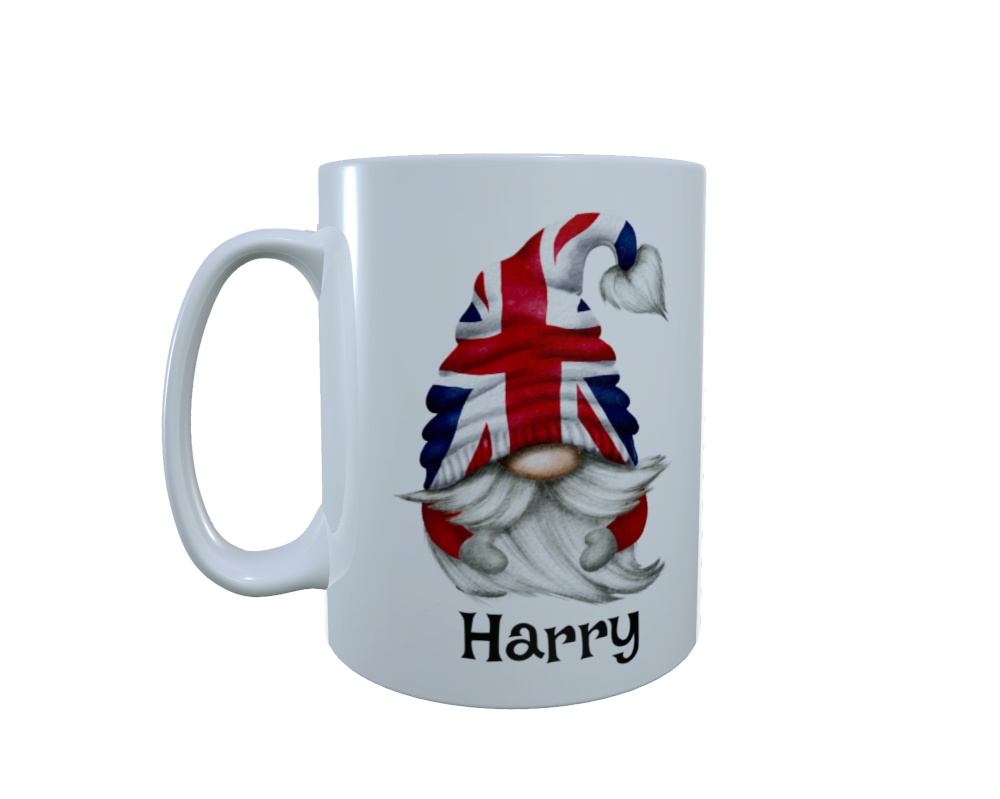 Union Jack Gnome Ceramic Mug, United Kingdom Gnome